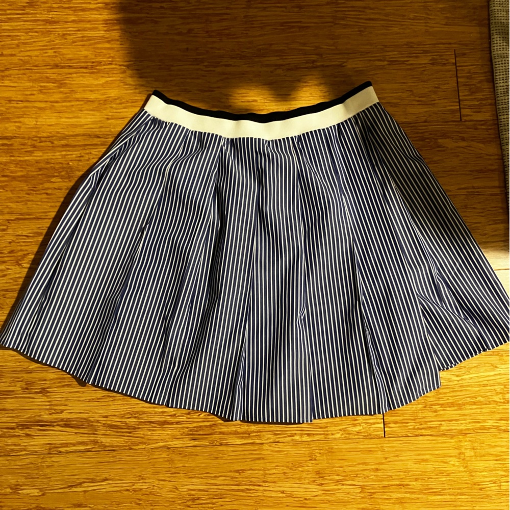 Blue and white Uniqlo JW Anderson pleated striped skirt